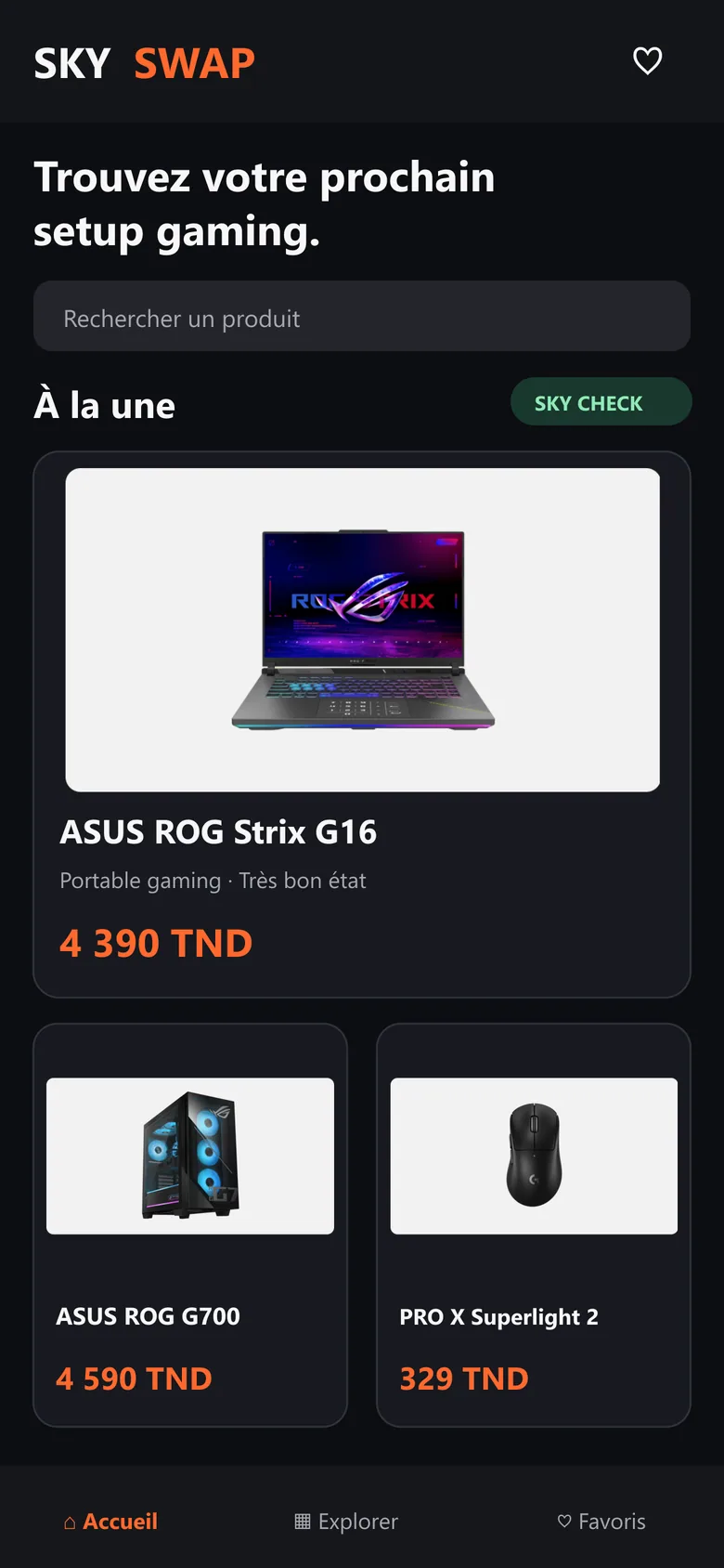 SkySwap interface mockup on mobile